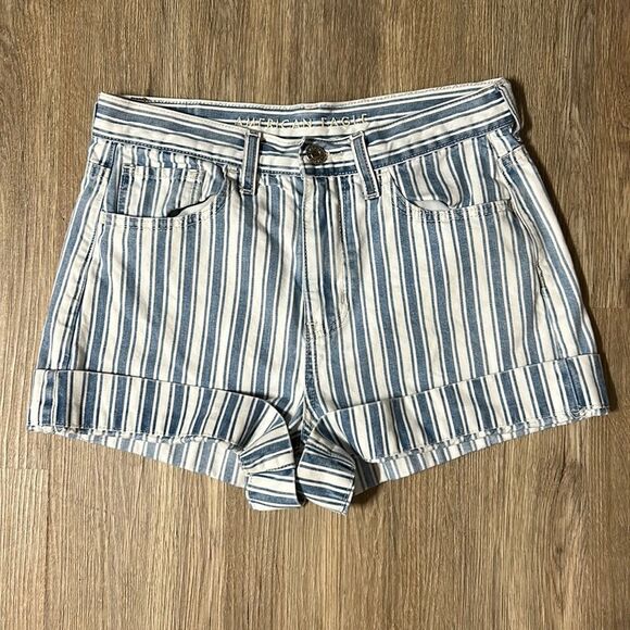 AMERICAN EAGLE Striped Mom Shorts - Picture 1 of 9